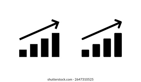 Growth bar chart with upward trend arrow icon. Increase, success, and financial rise sign symbol