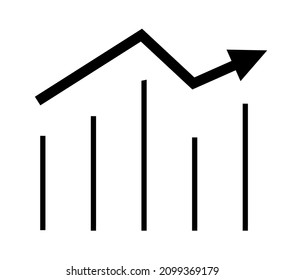 Growth bar chart vector illustration. Business chart showing rises and falls in sales, profit or costs. Simple financial report graph. 