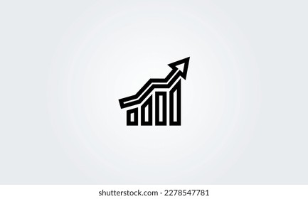 growth bar graph icon, Up arrow logo. Business Chart concept. Vector illustration