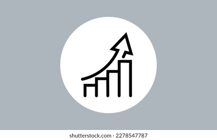 icono gráfico de barra de crecimiento, logotipo de flecha arriba. Concepto de organigrama. Ilustración del vector