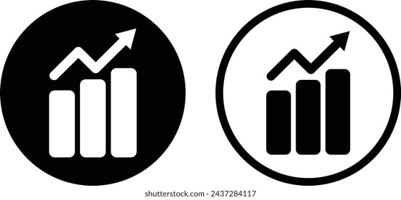 Icono de barra de crecimiento en dos estilos aislados sobre fondo blanco . Ilustración de vector