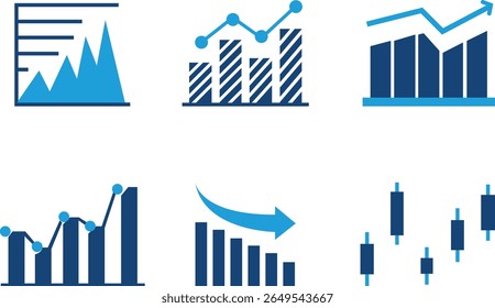 Growth bar icon set. Vector logo of an increasing chart. Business statistics and data analysis symbol. Represents business growth, profit increase, and progress with upward arrow and bar chart element