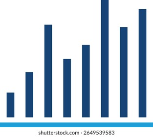 Growth bar icon. Vector logo of an increasing chart. Business statistics and data analysis symbol. Represents business growth, profit increase, and progress with upward arrow and bar chart elements.