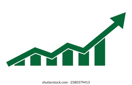 Growth bar icon vector set. Growth increase, business bar sign, profit growing, progress bar symbol, market chart, success chart. Vector illustration.