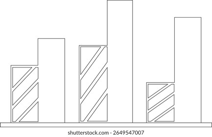 Growth bar line art icon. Vector logo of an increasing chart. Business statistics and data analysis symbol. Represents business growth, profit increase, and progress with upward arrow and bar chart el
