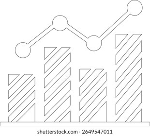 Growth bar line art icon. Vector logo of an increasing chart. Business statistics and data analysis symbol. Represents business growth, profit increase, and progress with upward arrow and bar chart el