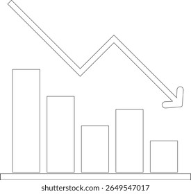 Growth bar line art icon. Vector logo of an increasing chart. Business statistics and data analysis symbol. Represents business growth, profit increase, and progress with upward arrow and bar chart el