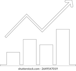 Growth bar line art icon. Vector logo of an increasing chart. Business statistics and data analysis symbol. Represents business growth, profit increase, and progress with upward arrow and bar chart el