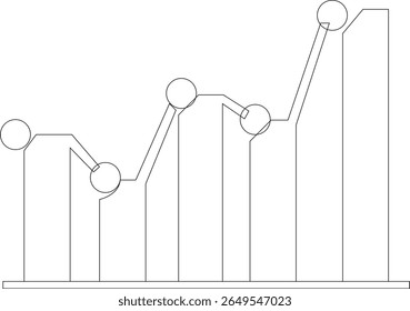 Growth bar line art icon. Vector logo of an increasing chart. Business statistics and data analysis symbol. Represents business growth, profit increase, and progress with upward arrow and bar chart el