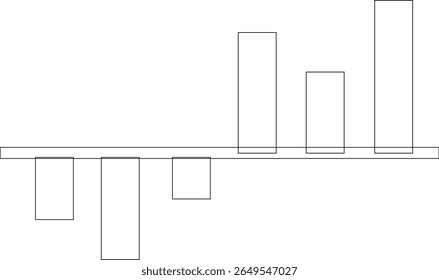Growth bar line art icon. Vector logo of an increasing chart. Business statistics and data analysis symbol. Represents business growth, profit increase, and progress with upward arrow and bar chart el
