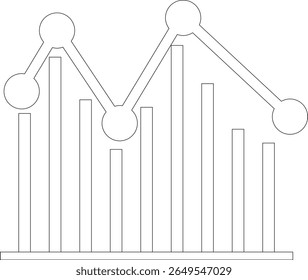 Growth bar line art icon. Vector logo of an increasing chart. Business statistics and data analysis symbol. Represents business growth, profit increase, and progress with upward arrow and bar chart el