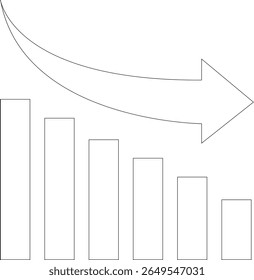 Growth bar line art icon. Vector logo of an increasing chart. Business statistics and data analysis symbol. Represents business growth, profit increase, and progress with upward arrow and bar chart el