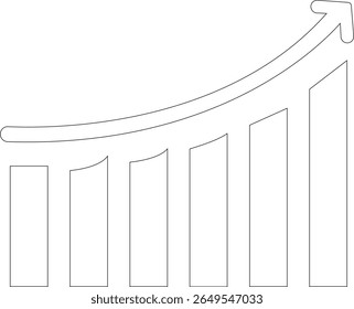 Growth bar line art icon. Vector logo of an increasing chart. Business statistics and data analysis symbol. Represents business growth, profit increase, and progress with upward arrow and bar chart el