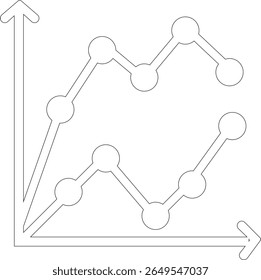 Growth bar line art icon. Vector logo of an increasing chart. Business statistics and data analysis symbol. Represents business growth, profit increase, and progress with upward arrow and bar chart el