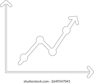 Growth bar line art icon. Vector logo of an increasing chart. Business statistics and data analysis symbol. Represents business growth, profit increase, and progress with upward arrow and bar chart el