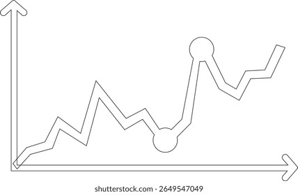 Growth bar line art icon. Vector logo of an increasing chart. Business statistics and data analysis symbol. Represents business growth, profit increase, and progress with upward arrow and bar chart el