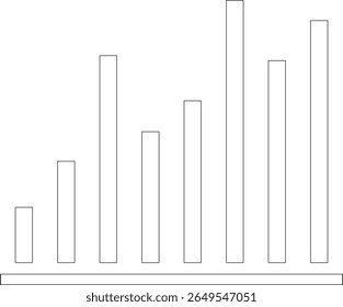 Growth bar line art icon. Vector logo of an increasing chart. Business statistics and data analysis symbol. Represents business growth, profit increase, and progress with upward arrow and bar chart el