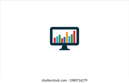 Growth Barchart graph diagram on display vector icon business financial bar graph chart diagram  logo illustration
