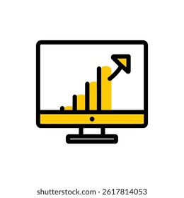 Growth bars ascend screen financial progress chart