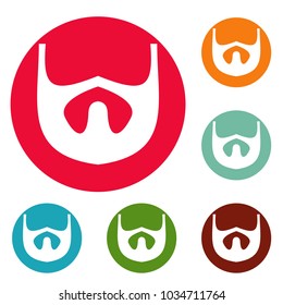Growth of beard icons circle set vector isolated on white background