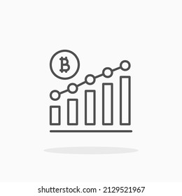 Growth up bitcoin chart bar line icon. Editable stroke and pixel perfect. Can be used for digital product, presentation, print design and more.