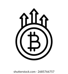 Wachstum Bitcoin Linie Symbol , Vektor, Pixel perfekt, Illustratordatei 