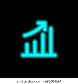 Growth blue glowing neon ui ux icon. Glowing sign logo vector