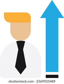 Growth Business Chart Icon Vector Flat Illustration