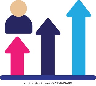 Growth Business Chart Icon Vector Flat Illustration