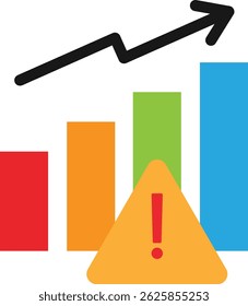 Icono de gráfico de negocios de crecimiento Ilustración plana de Vector