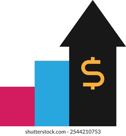 Growth Business Graph Icon Vector Flat Illustration