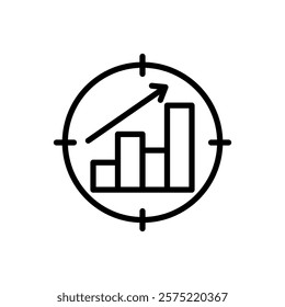 Growth business graph line icon. Achievement icon. Business icon isolated on white background. Transparent background, minimalist symbol. Vector images