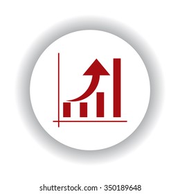growth of business icon, red isolated white background
