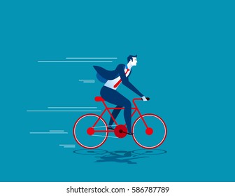 Growth. Business man ride bicycle. Concept business illustration