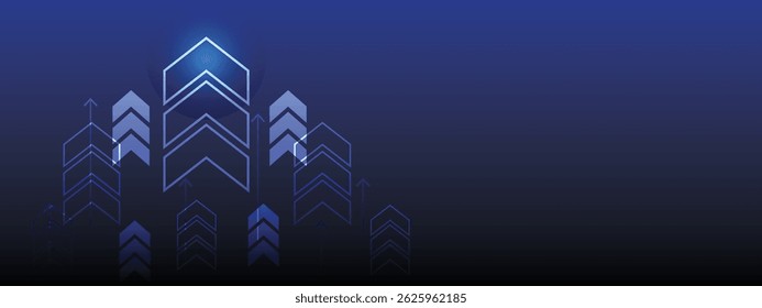 Growth business success background finance investment arrow on blue chart graph vector illustration concept abstract technology progress economy up data diagram symbol achievement strategy development