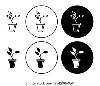 Growth business vector icon set.  profit tree vector symbol. grow investment sign. growing economy plant line symbol with dollar sign.