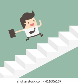Growth Businessman Running Stairs Business Concept Stock Vector ...