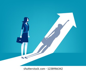 Growth. Businesswoman and his shadow Indicates success, Concept business vector illustration.