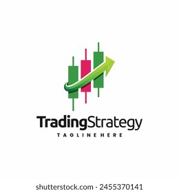 growth candlestick logo design with arrow signs combination concept