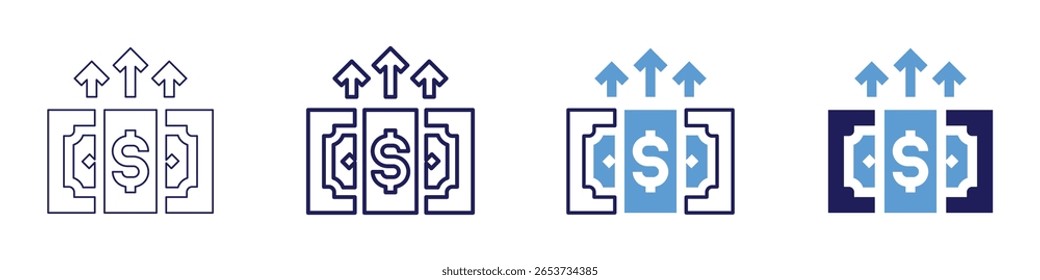 Growth capital icon in 4 different styles. Thin Line, Line, Bold Line, Duotone. Duotone style. Editable stroke.
