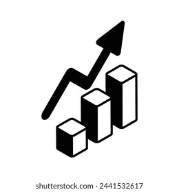 Growth chart with arrow depicting vector design of business analysis
