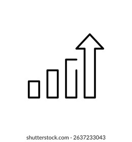 Growth Chart Arrow Icon in Outline Line Style with Representing Business Progress Success and Data Analytics