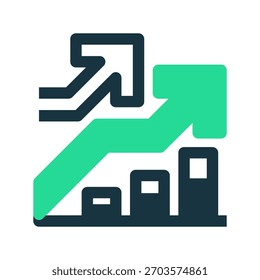 Growth Chart Arrow Line Icon, Outline Symbol for Business Progress, Upward Trend, Financial Improvement, Performance Boost, and Revenue Increase. Vector Sign Icon.