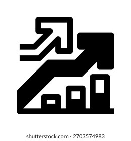Growth Chart Arrow Line Icon, Outline Symbol for Business Progress, Upward Trend, Financial Improvement, Performance Boost, and Revenue Increase. Vector Sign Icon.