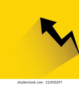 Gráfico de crecimiento, flecha arriba sobre fondo amarillo