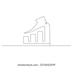 Growth chart with arrow. One continuous line drawing of growing chart. Symbol of success and growth in business. Editable stroke. Doodle line illustration