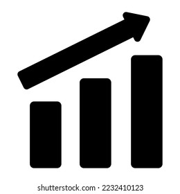 Gráfico de crecimiento con icono de flecha arriba vectorial estilo de moda