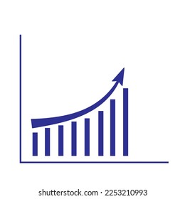 gráfico de crecimiento con flecha hacia arriba, icono vector aislado en fondo blanco, símbolo del éxito del desarrollo empresarial