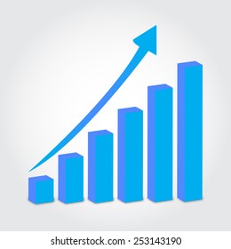 Growth chart up arrow vector illustration