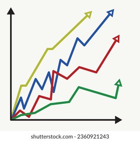 Growth chart with arrows. Vector.